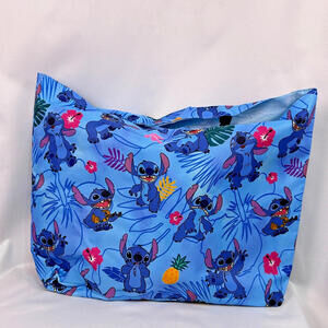 Disney Stitch Large Tote Bag Blue Tropical Print Rope Handles NWT